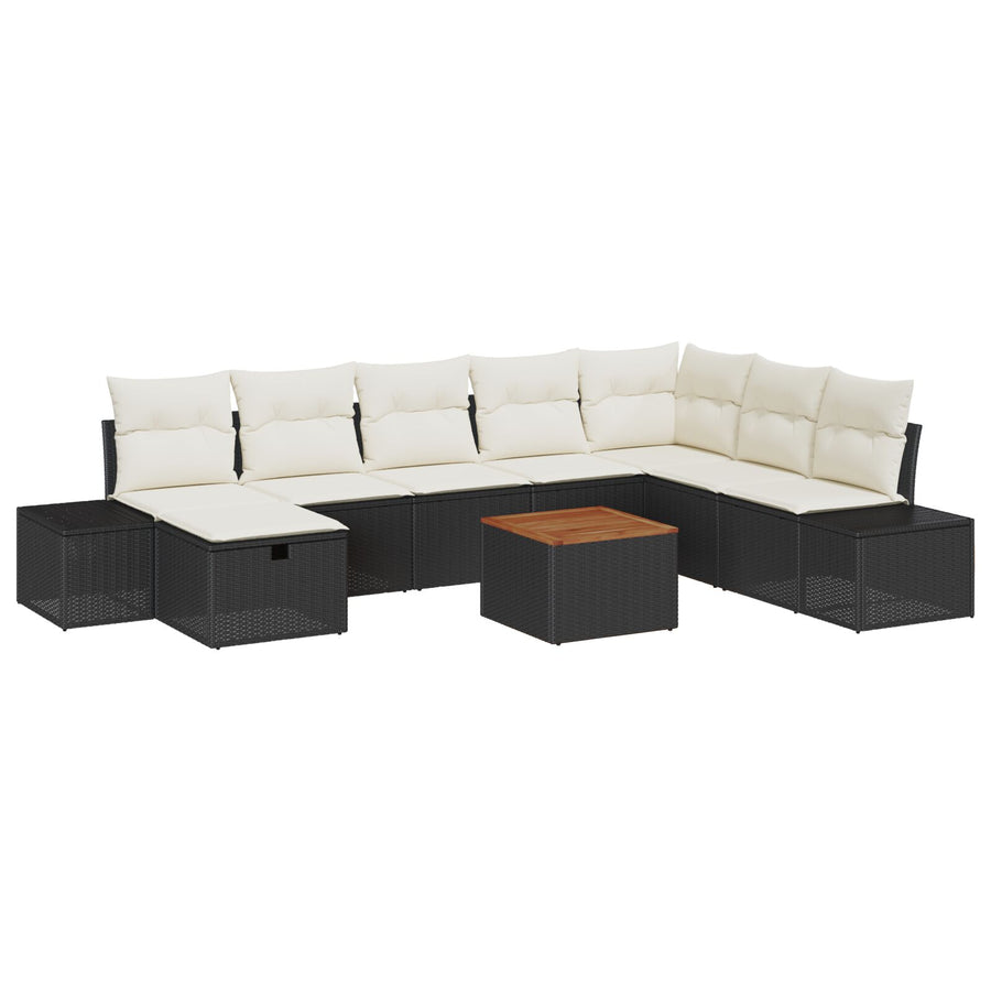 Tuinbank Set Set Van 9 Zwart Rattan Tuin Hoekbank Rechthoekig Wit