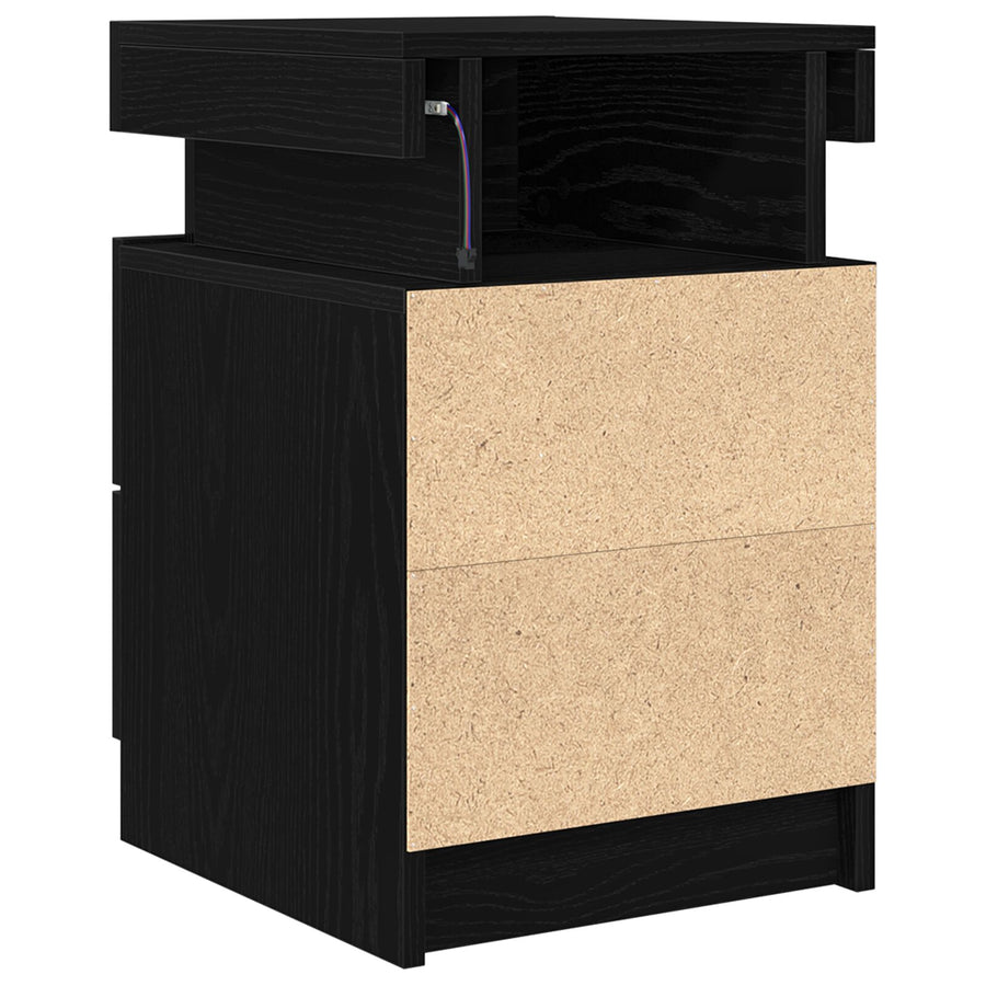 Nachtkastje Met Led-Verlichting 2 Stuks Zwart Eiken 35X39X55 Cm