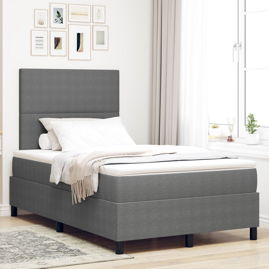 Boxspringbed Met Matras Lichtgrijs Klein Tweepersoons Corduroy Stof
