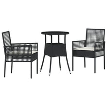 3 Delige Tuin Eettafel Set Zwart Poly Rattan