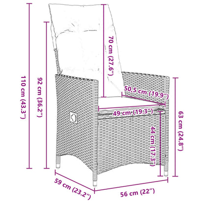 7-Delige Tuinset Met Kussens Zwart Poly Rattan