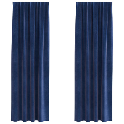 Zwarte Luxe Gordijnen Met Top Tape 2 Stuks Donkerblauw Fluweel Marineblauw 140 x 245 cm met ingestikte tape