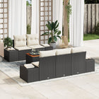 Loungeset poly rattan 6-delig zwart met kussens