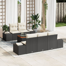 6 Delige Tuin Sofa Set Met Kussens Zwart Poly Rattan Acacia