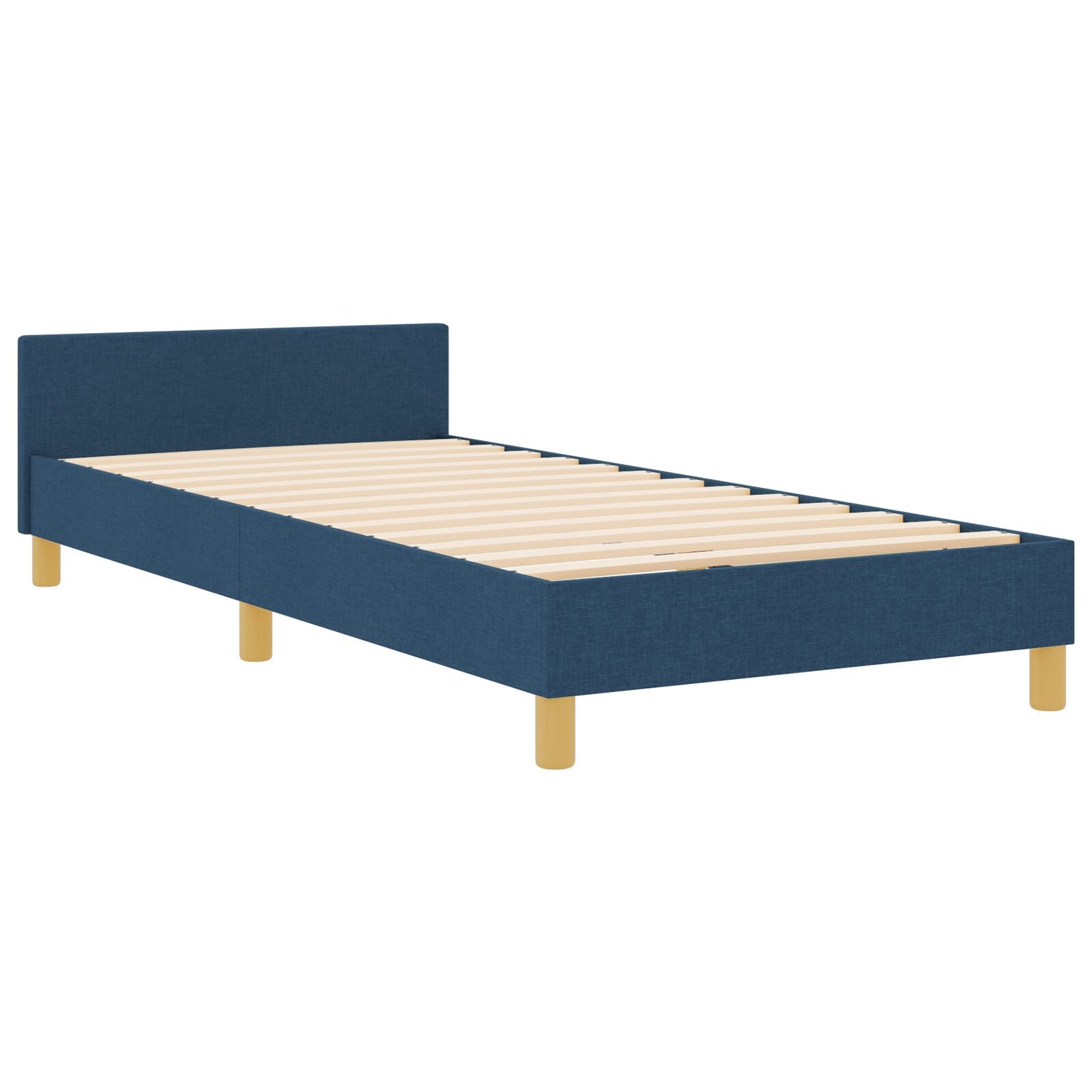 Bedframe In Blauw, 80X200 Cm, Stof Crème