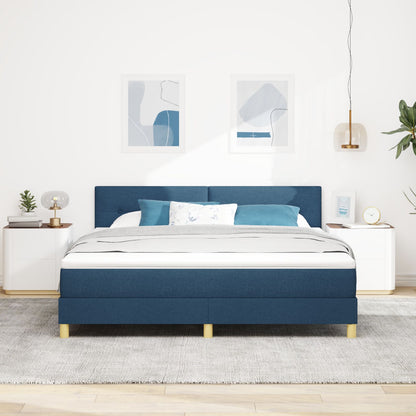 Boxspringbed Met Matras Blauw 180X200 Cm Stof Crème