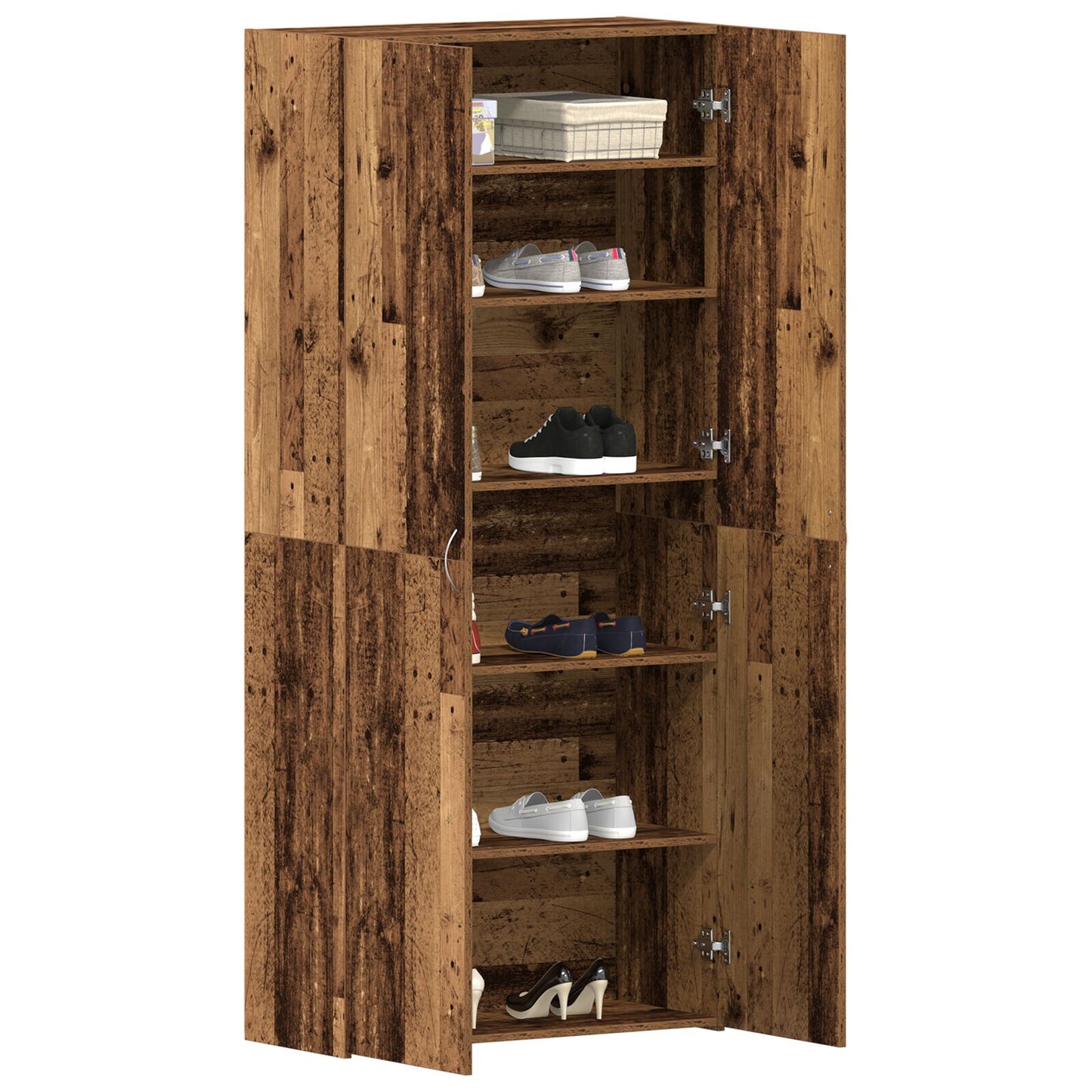 Schoenkast Oude Hout Massief Gerecycled Hout Schoenrek