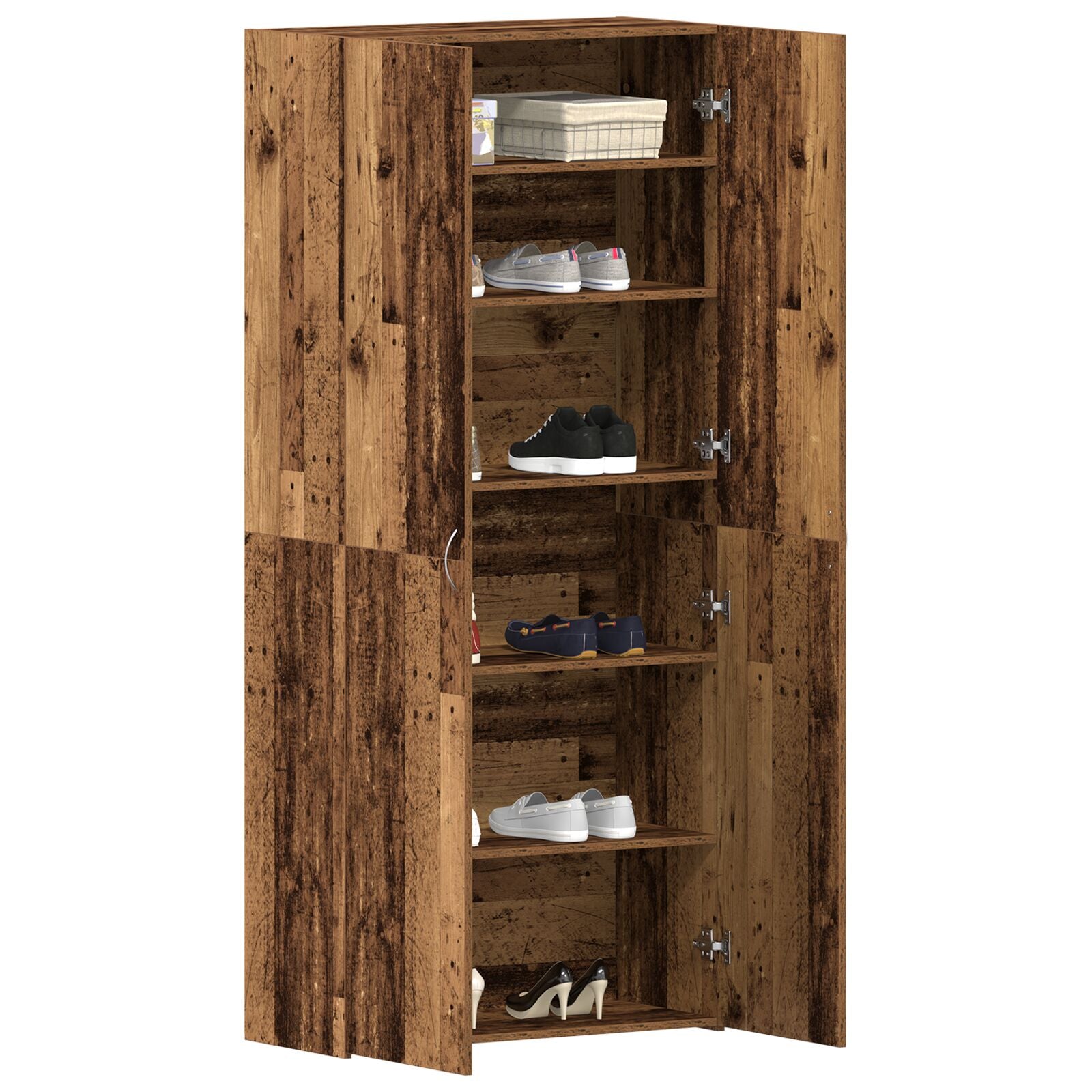 Schoenkast Oude Hout Massief Gerecycled Hout Schoenrek