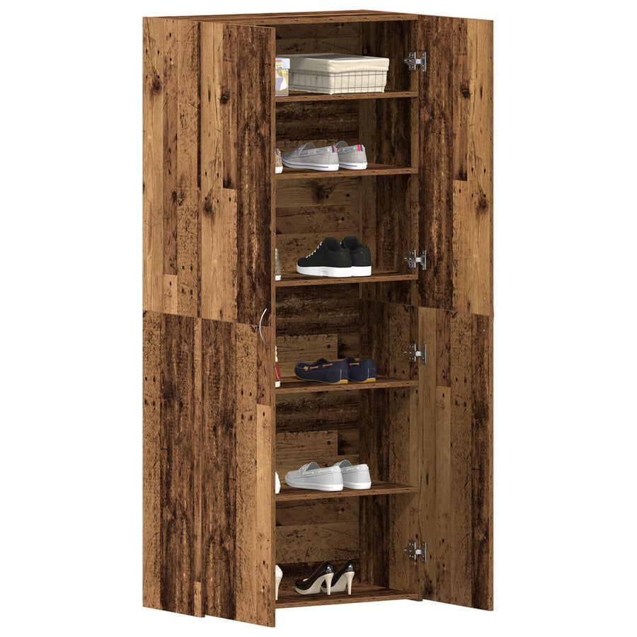 Schoenkast Oude Hout Massief Gerecycled Hout Schoenrek