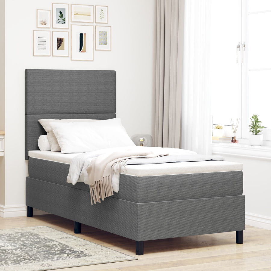 Boxspringbed Met Matras Lichtgrijs 100X200 Cm Corduroy Stof
