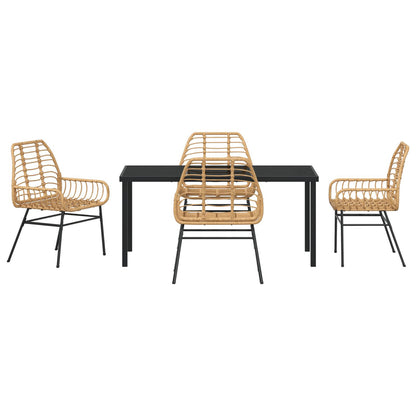 5-Delige Tuin Eet Set Bruin Poly Rattan