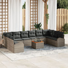 Garden Sofa Set with Cushion 11 pcs Grey Poly Rattan