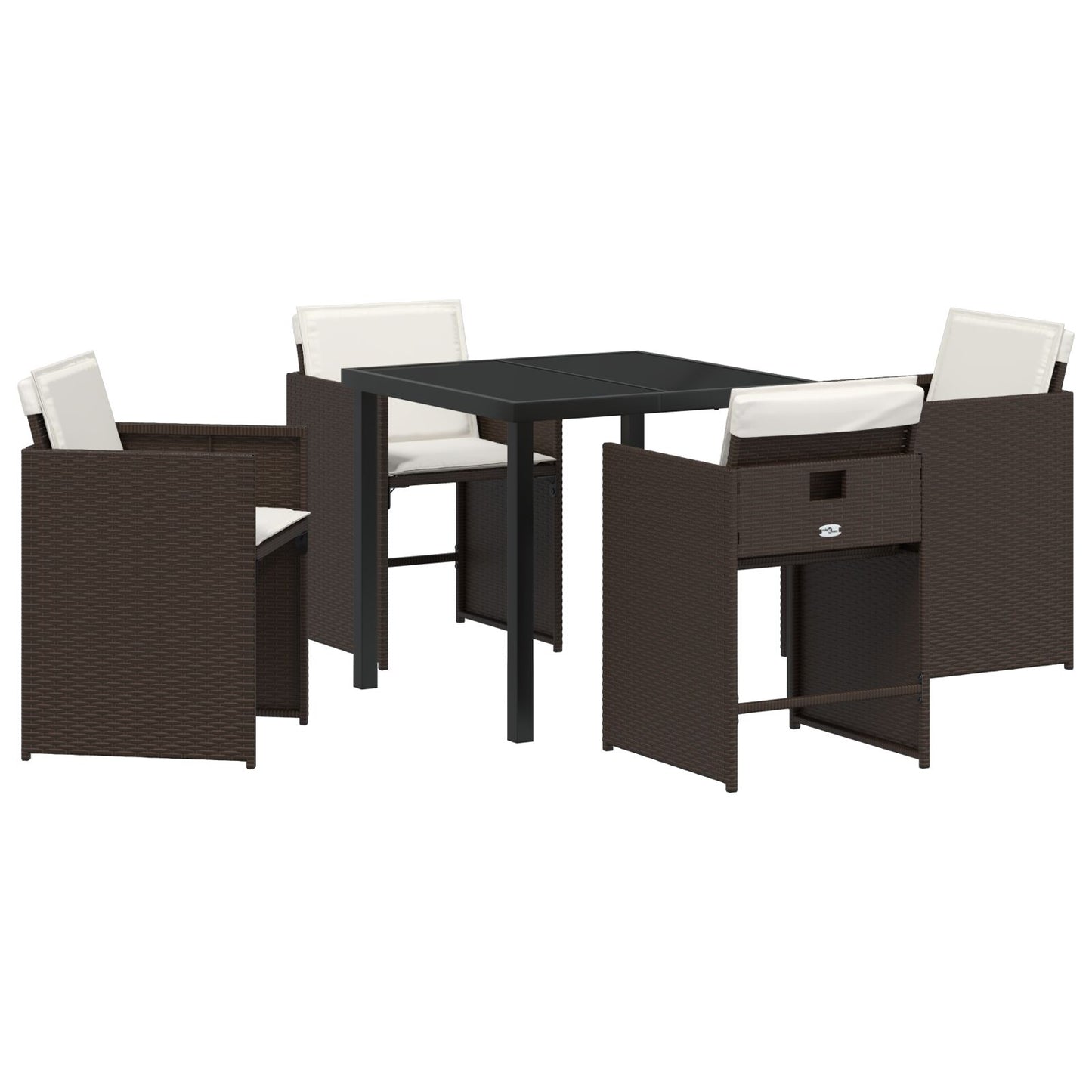 5-Delige Tuin Dining Set Met Kussens Bruin Poly Rattan