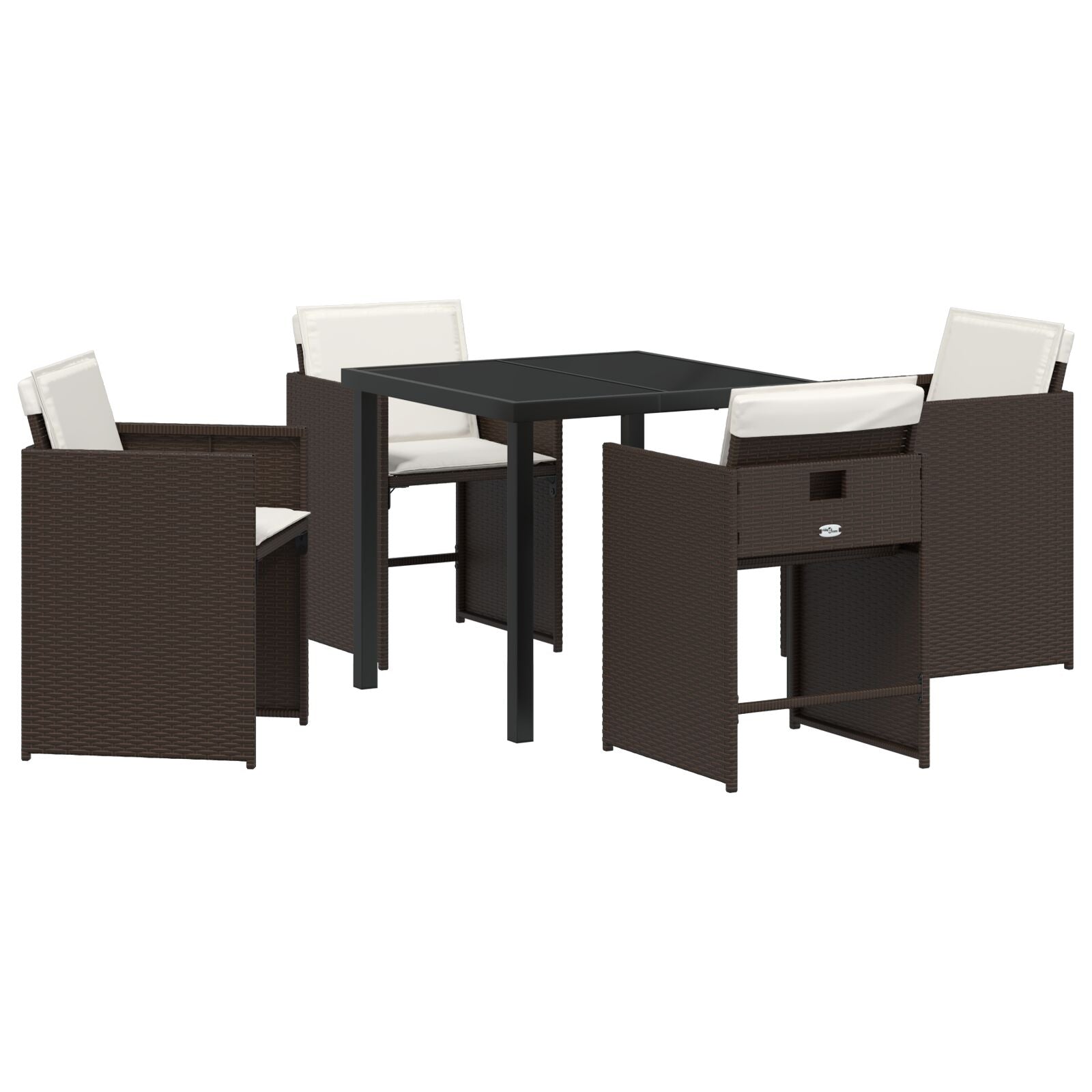 5-Delige Tuin Dining Set Met Kussens Bruin Poly Rattan