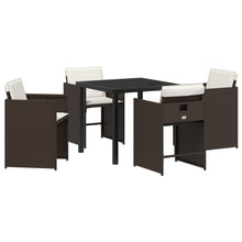 5-Delige Tuin Dining Set Met Kussens Bruin Poly Rattan