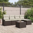 Sofa set with cushion and storage 6 pcs Brown and Cream poly rattan