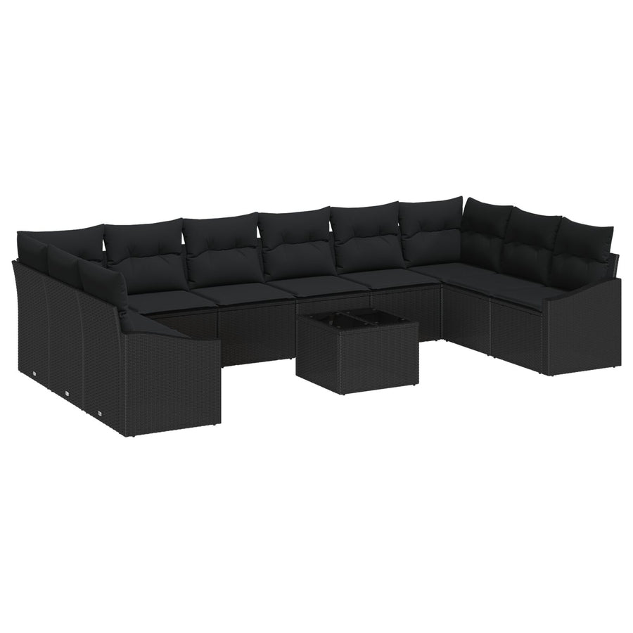 Tuin Sofa Set Set Van 11 Zwart Rattan En Stof Buitensofa