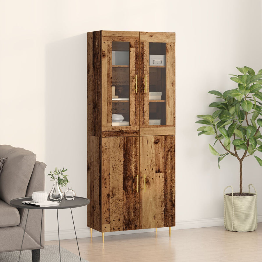 Hoogkast Oud Hout 69,5X34X180 Cm Kunststof Hout