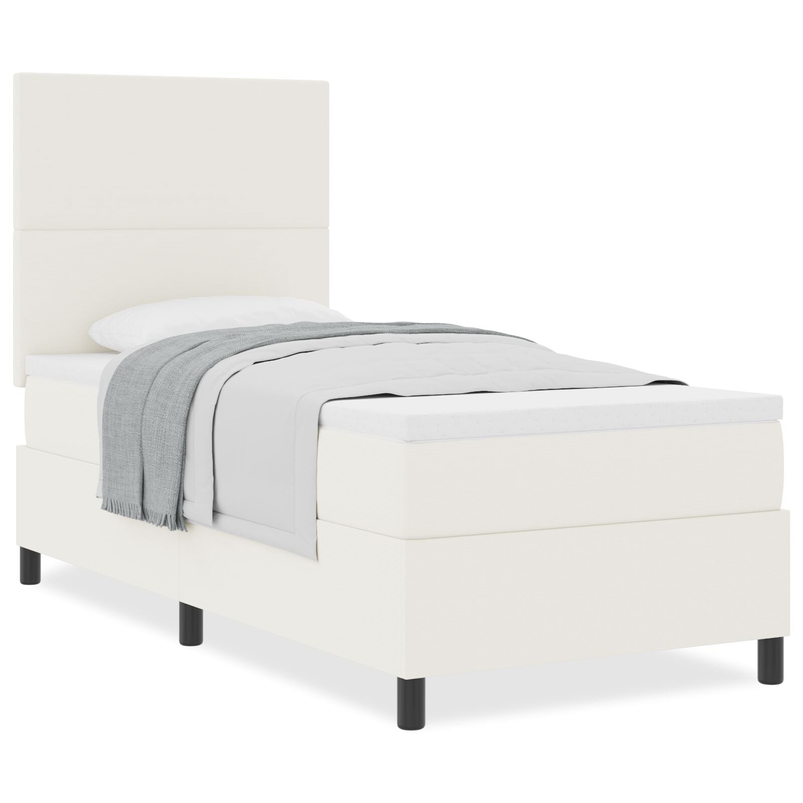 Boxspringbed Met Matras Crème Eenpersoons Corduroy Stof