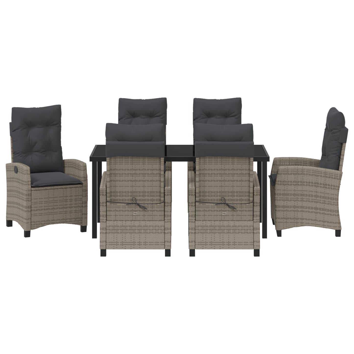 7-Delige Tuinset Met Kussens Grijs Poly Rattan