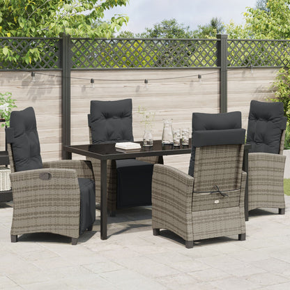 5-Delige Tuin Eetset Grijs Poly Rattan