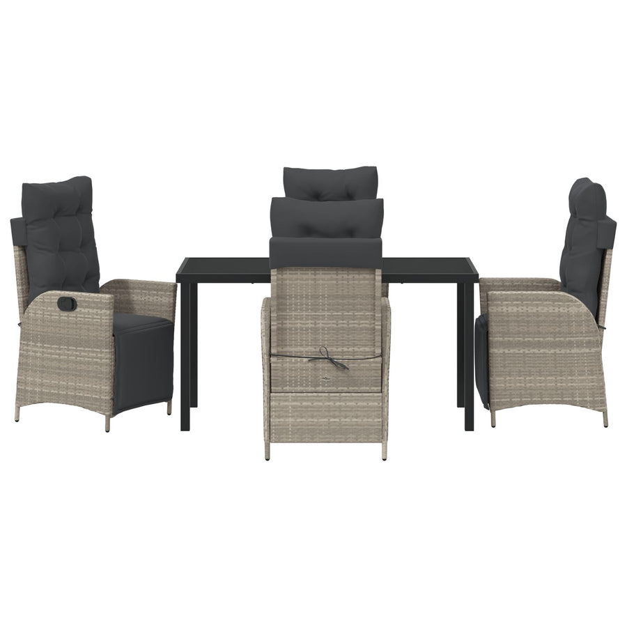 5-Delig Tuin Eetset Lichtgrijs Poly Rattan
