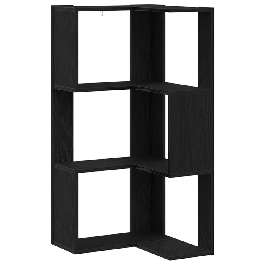 Hoekboekenkast 3-Tier 50X50X102 Cm Houtcomposiet Zwart eiken