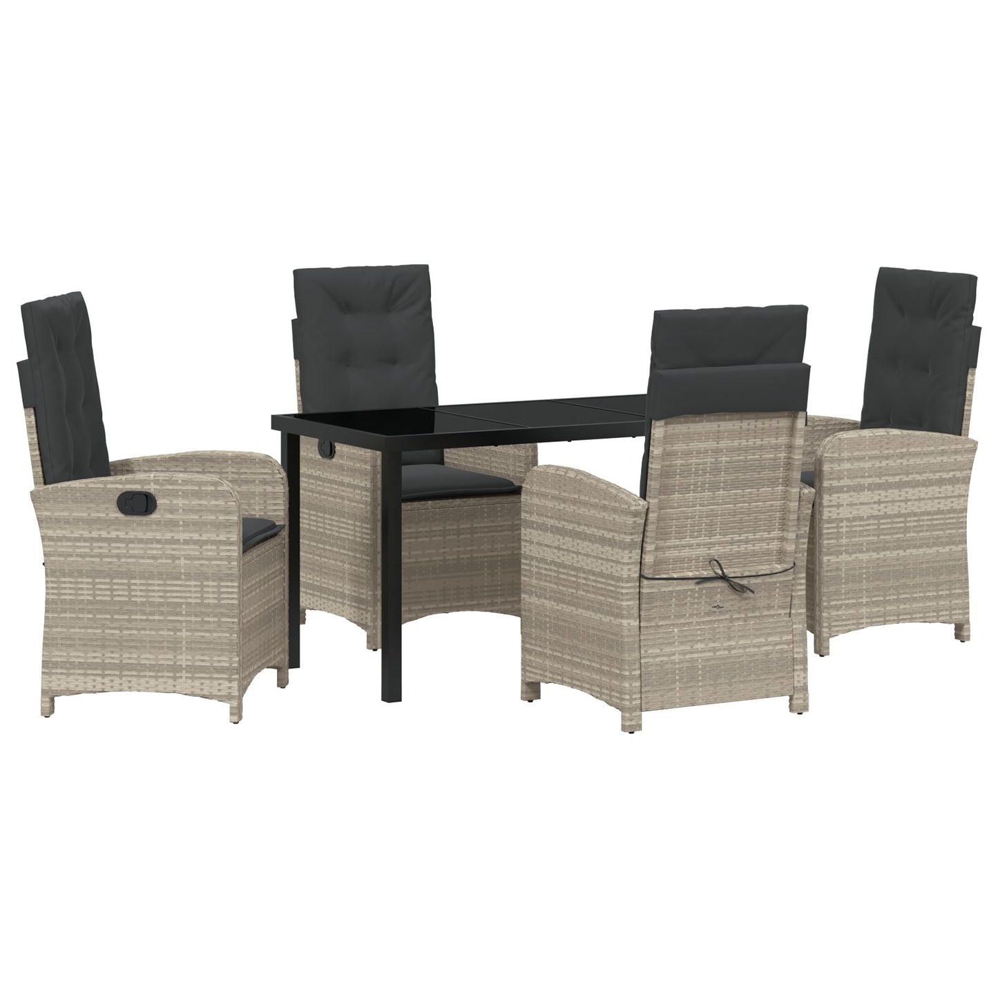 5-Delige Tuin Eetset Met Kussens In Lichtgrijs Poly Rattan
