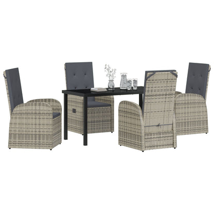 5-Delige Tuin Eetset Met Kussens Grijs Poly Rattan