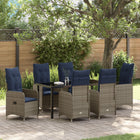 Tuinstoelenset poly rattan zwart 7-delig