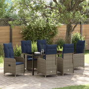 Tuinstoelenset poly rattan zwart 7-delig