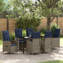7 Delige Tuin Eetset Met Kussens Zwart Poly Rattan