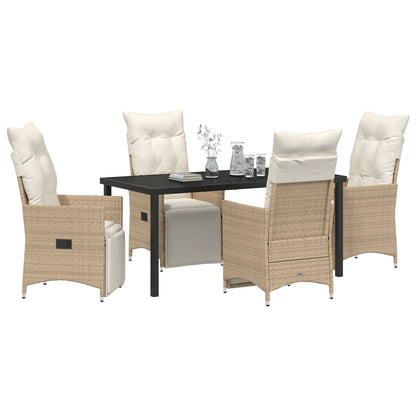 5-Delige Tuinset Met Kussens Beige Poly Rattan