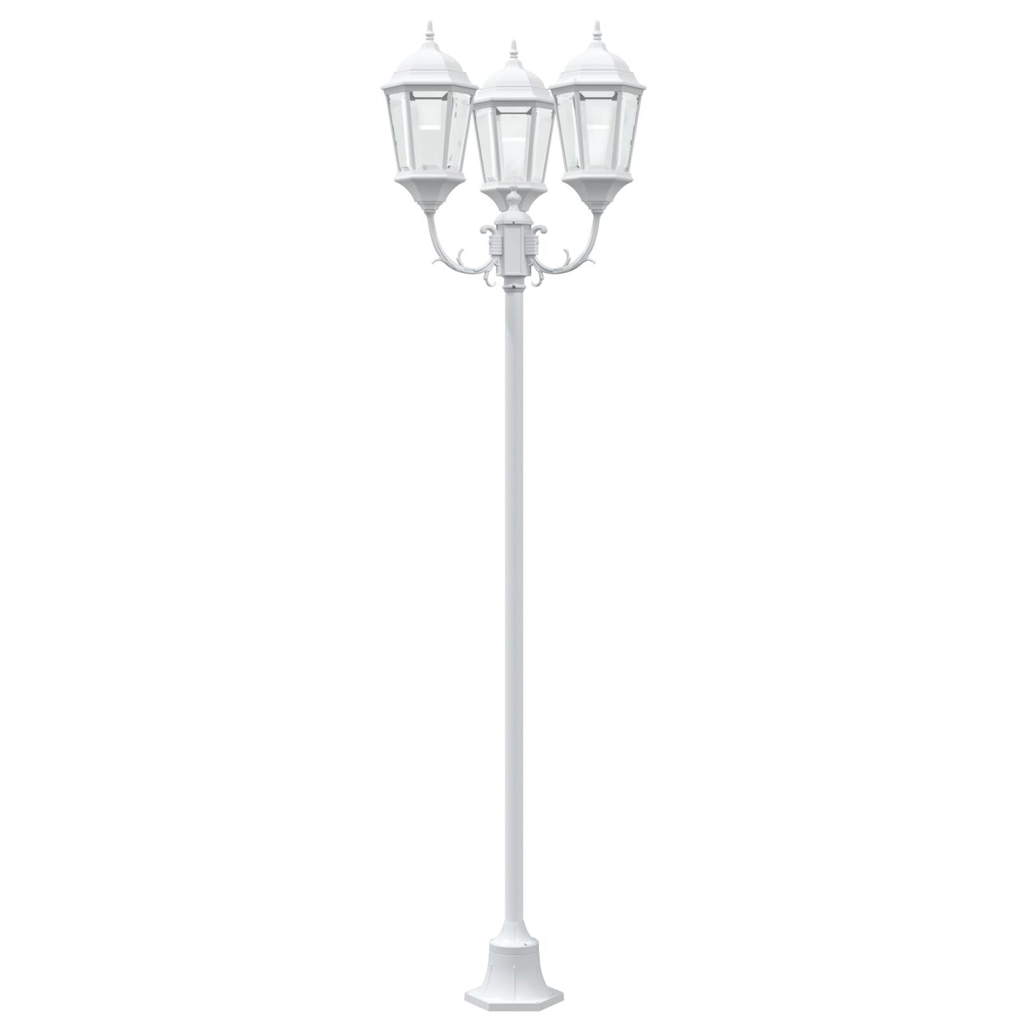 Tuinlampenpaal 3-Lamps E27 220 Cm Aluminium Wit