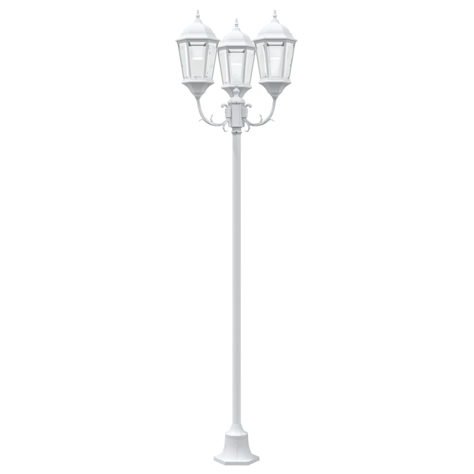 Tuinlampenpaal 3-Lamps E27 220 Cm Aluminium Wit