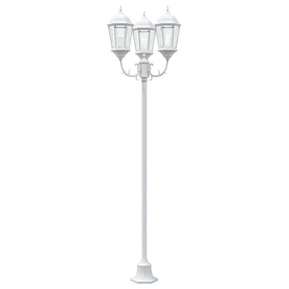 Tuinlampenpaal 3-Lamps E27 220 Cm Aluminium Wit