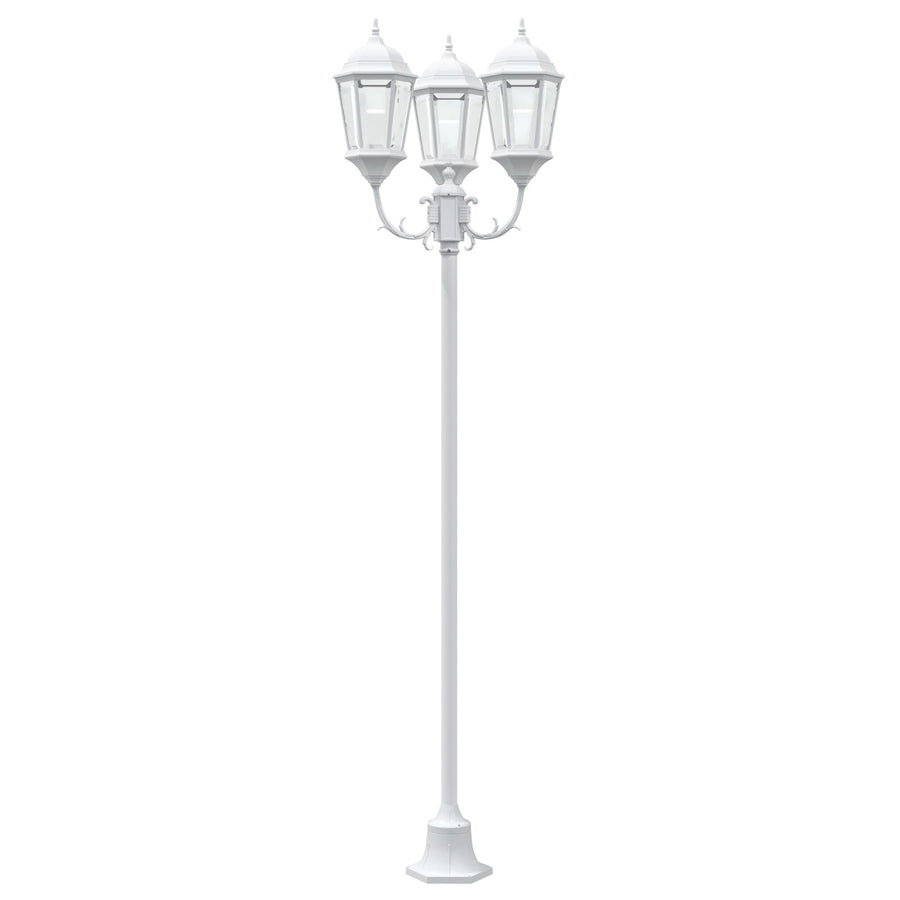 Tuinlampenpaal 3-Lamps E27 220 Cm Aluminium Wit
