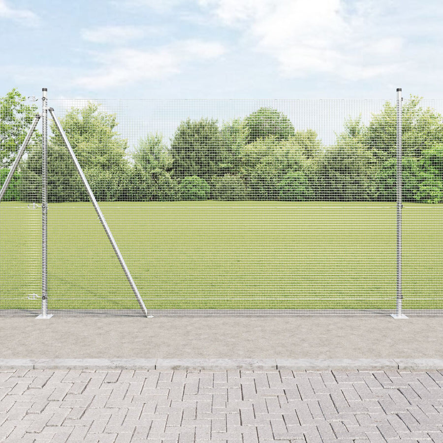 Gelaste Draadomheining Met 7 Flenspalen 1.4X10 M Gegalvaniseerd Staal Gegalvaniseerd Staal