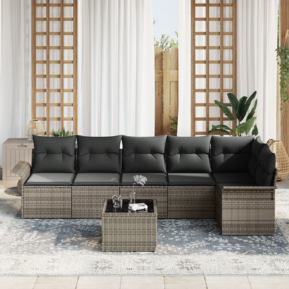 Tuin Sofa Set Set Van 7 Polyethyleen Rattan Tuin Sofa Set Grijs met tafel