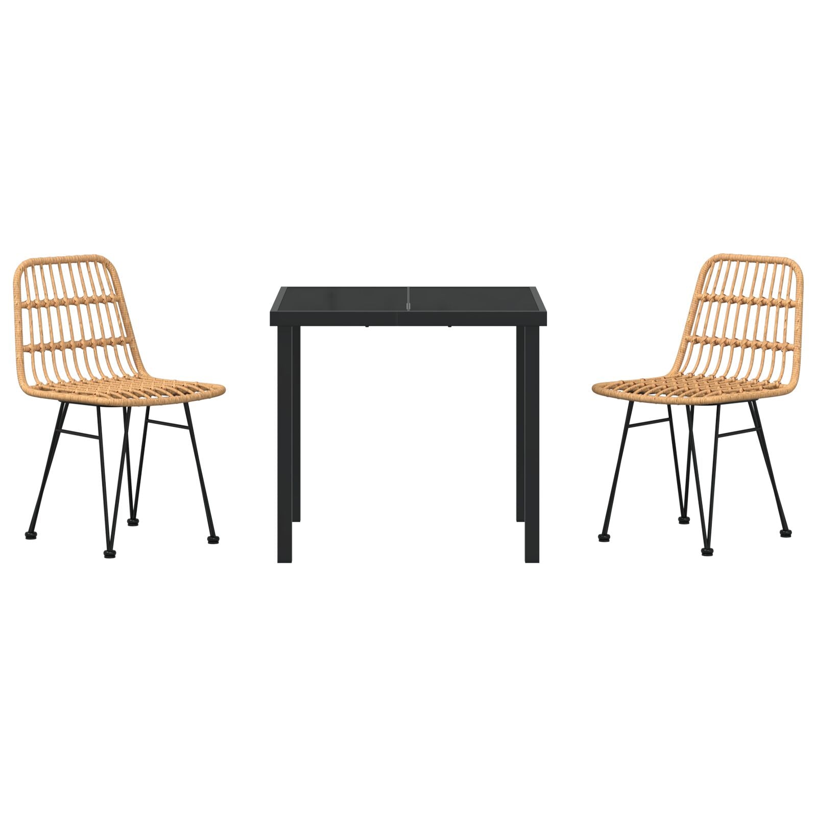 3-Delige Tuin Eetset Bruin Poly Rattan