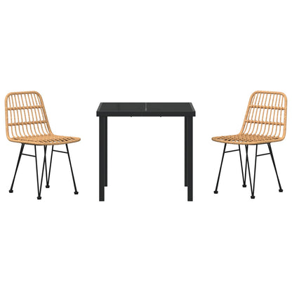 3-Delige Tuin Eetset Bruin Poly Rattan