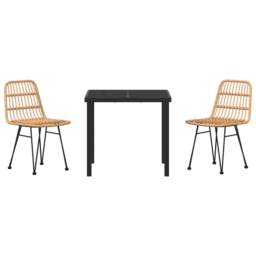 3-Delige Tuin Eetset Bruin Poly Rattan