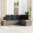 Garden sofa set with cushion 5 pcs Beige Poly rattan