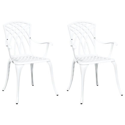 Tuinstoelen 2 Stuks Gietaluminium Wit