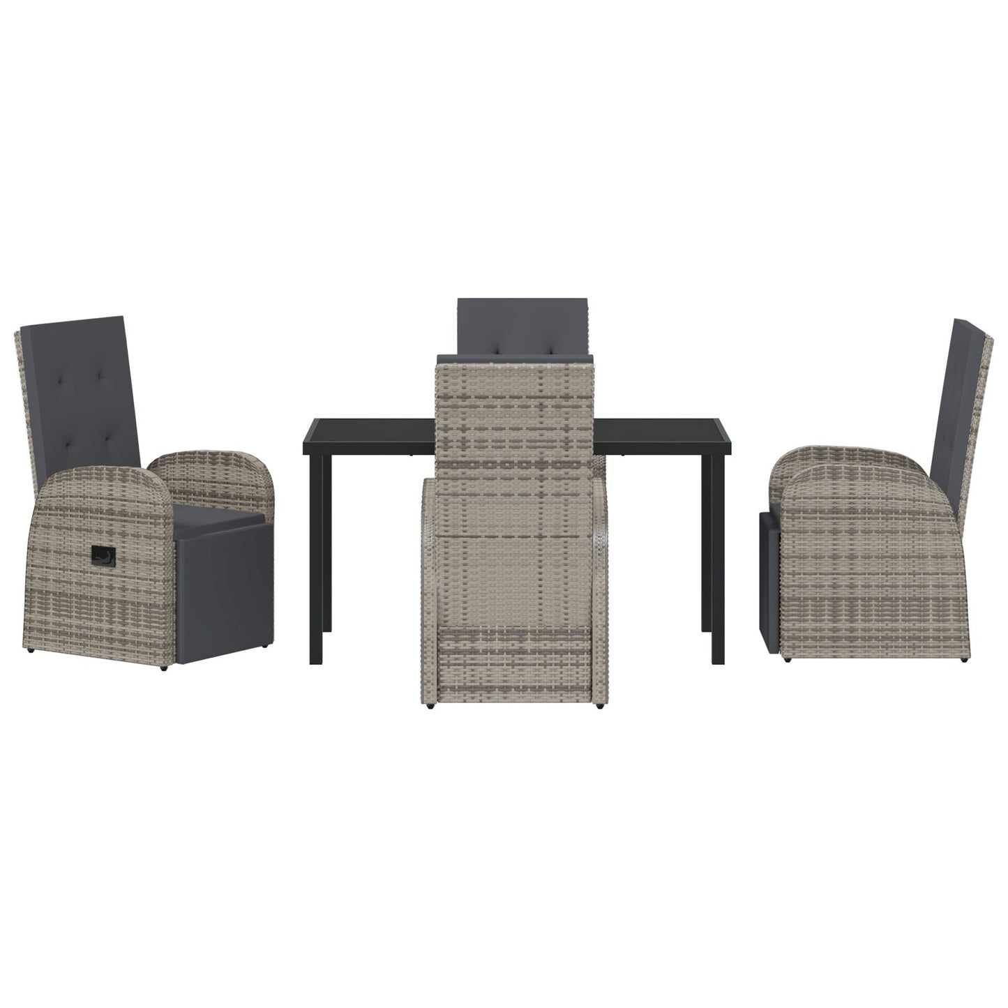 5-Delige Tuin Eetset Met Kussens Grijs Poly Rattan