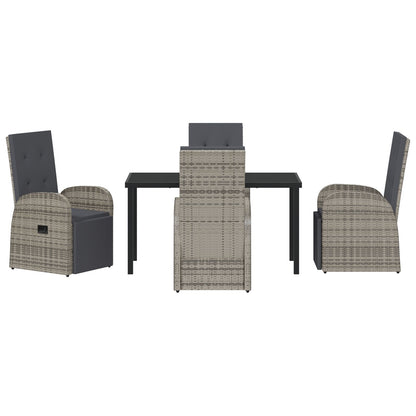 5-Delige Tuin Eetset Met Kussens Grijs Poly Rattan
