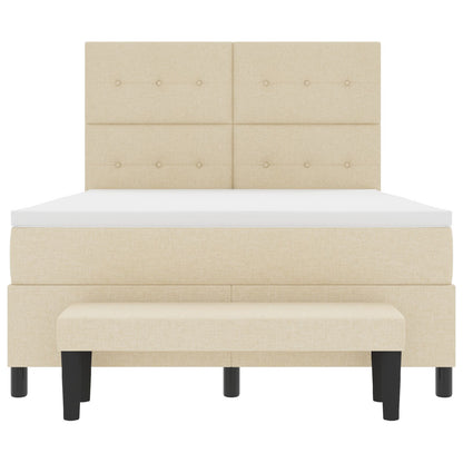 Boxspringbed Met Matras En Bench Stof Crème 160 x 200 cm Knop tufted