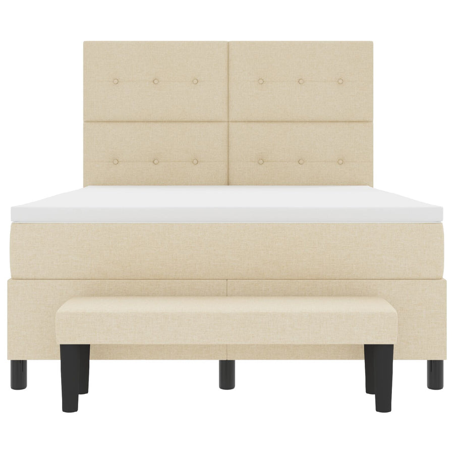 Boxspringbed Met Matras En Bench Stof Crème 160 x 200 cm Knop tufted