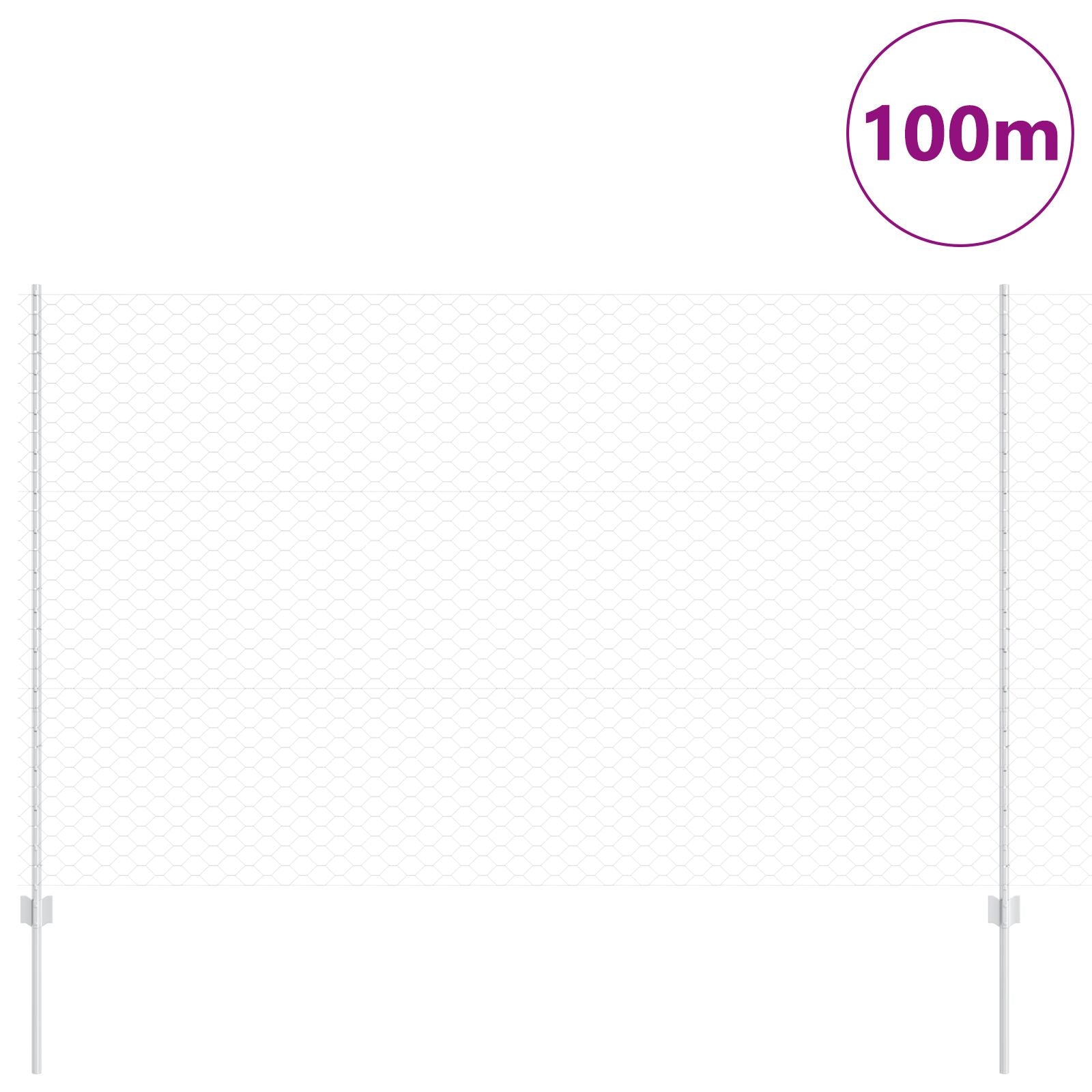 Hekpalen 22 Stuks U-Kanaal 150 Cm Gegalvaniseerd Staal,  Hexagonaal Hek 1.5X100 M Gegalvaniseerd Staal