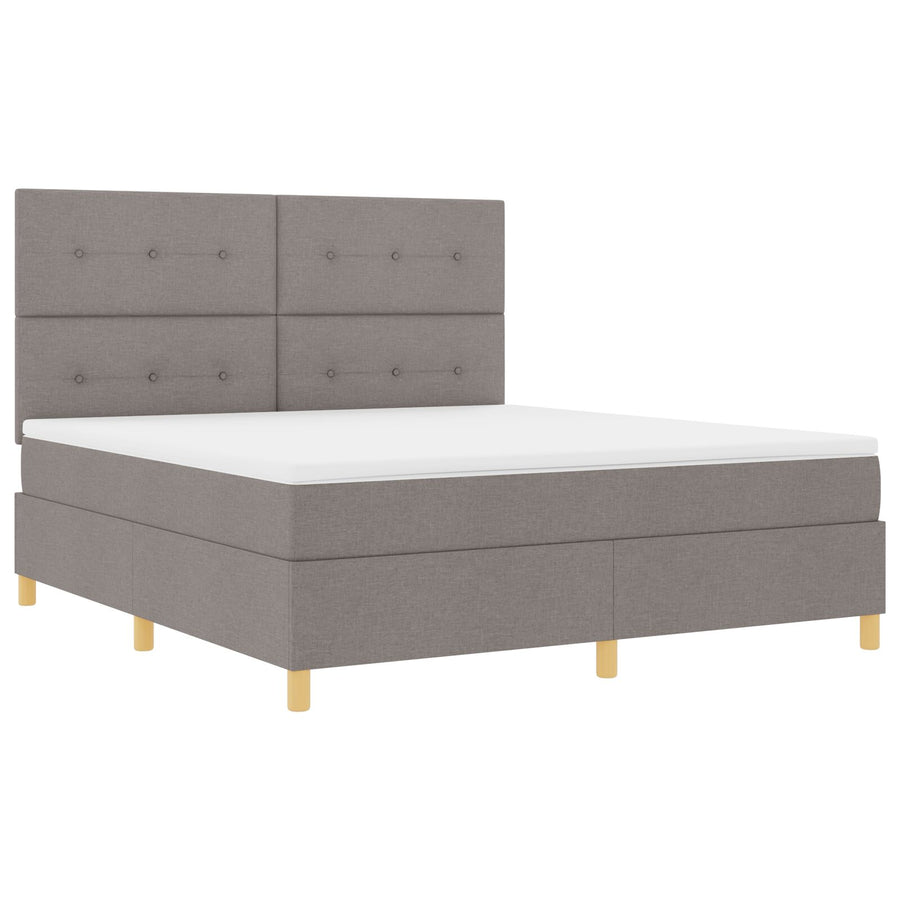 Boxspring Bed Met Matras Taupe Super King Stof Blauw